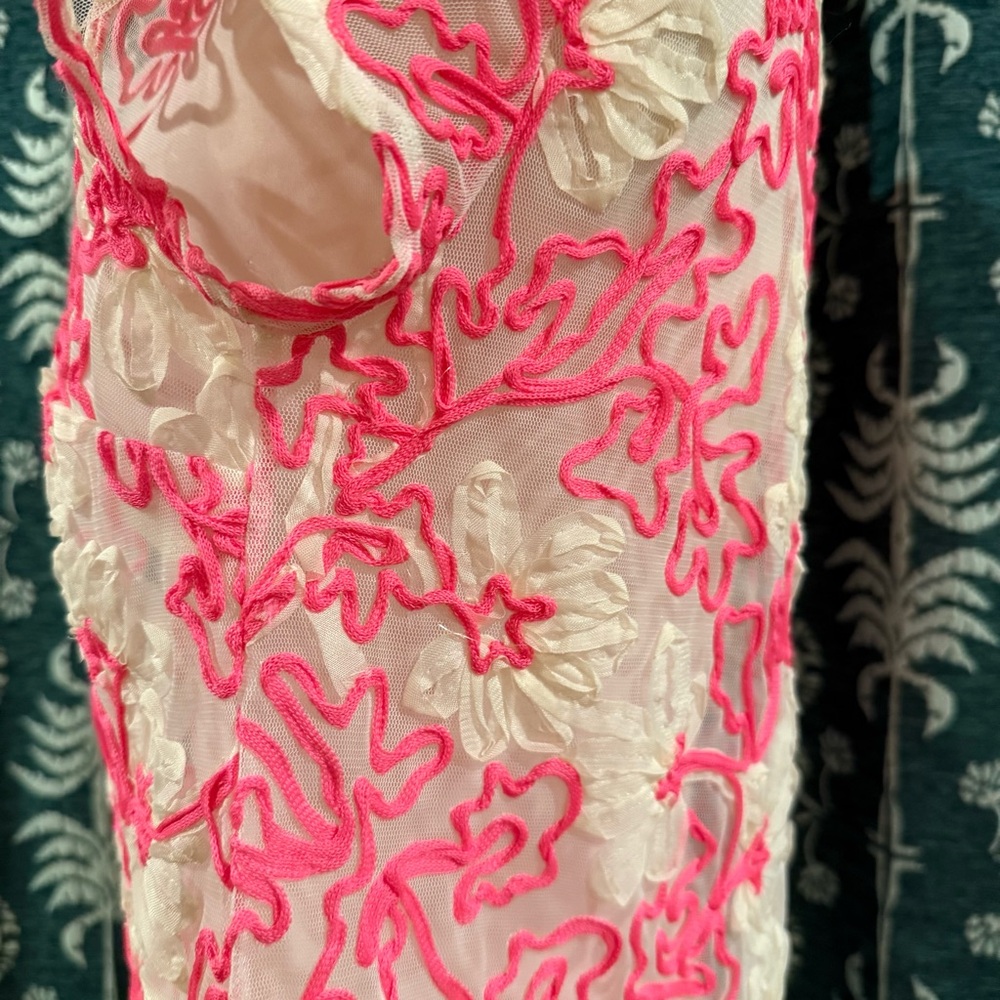 Anthropologie Meadow Rue Cherry Blossom Pink Ribbon Mesh Women's Top Size XS - Picture 8 of 9